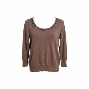 Sigrid Olsen Brown Sweater with Embellishments